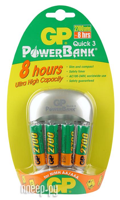 Фотография Зарядное устройство GP PowerBank Quick 3 + 4 ак. AA 2700 mAh (PB27GS270-C4 Фото Зарядное устройство GP PowerBank Quick 3 + 4 ак. AA 2700 mAh (PB27GS270-C4