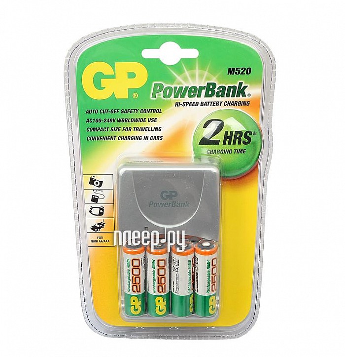    GP PowerBank M520 + 4 . AA 2500 mAh (PB520GS250-U4