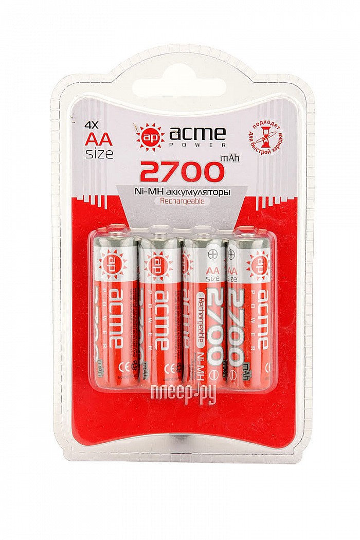   AA - AcmePower R06 2700 mAh Ni-MH (4 