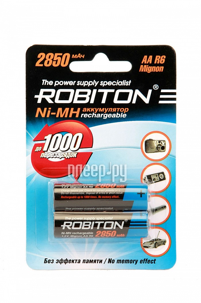 Фотография Аккумулятор AA - Robiton 2850 mAh Ni-MH (2 штуки Фото Аккумулятор AA - Robiton 2850 mAh Ni-MH (2 штуки