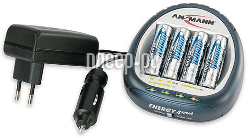 Фотография Зарядное устройство Ansmann Energy 4 speed + 4 ак. AA 2700 mAh Фото Зарядное устройство Ansmann Energy 4 speed + 4 ак. AA 2700 mAh
