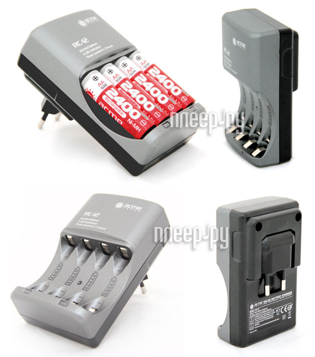 Фотография Зарядное устройство AcmePower AP RC-12 + 4 ак. AA 2400 mAh Фото Зарядное устройство AcmePower AP RC-12 + 4 ак. AA 2400 mAh