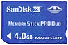  Sandisk Memory Stick PRO Duo 4Gb